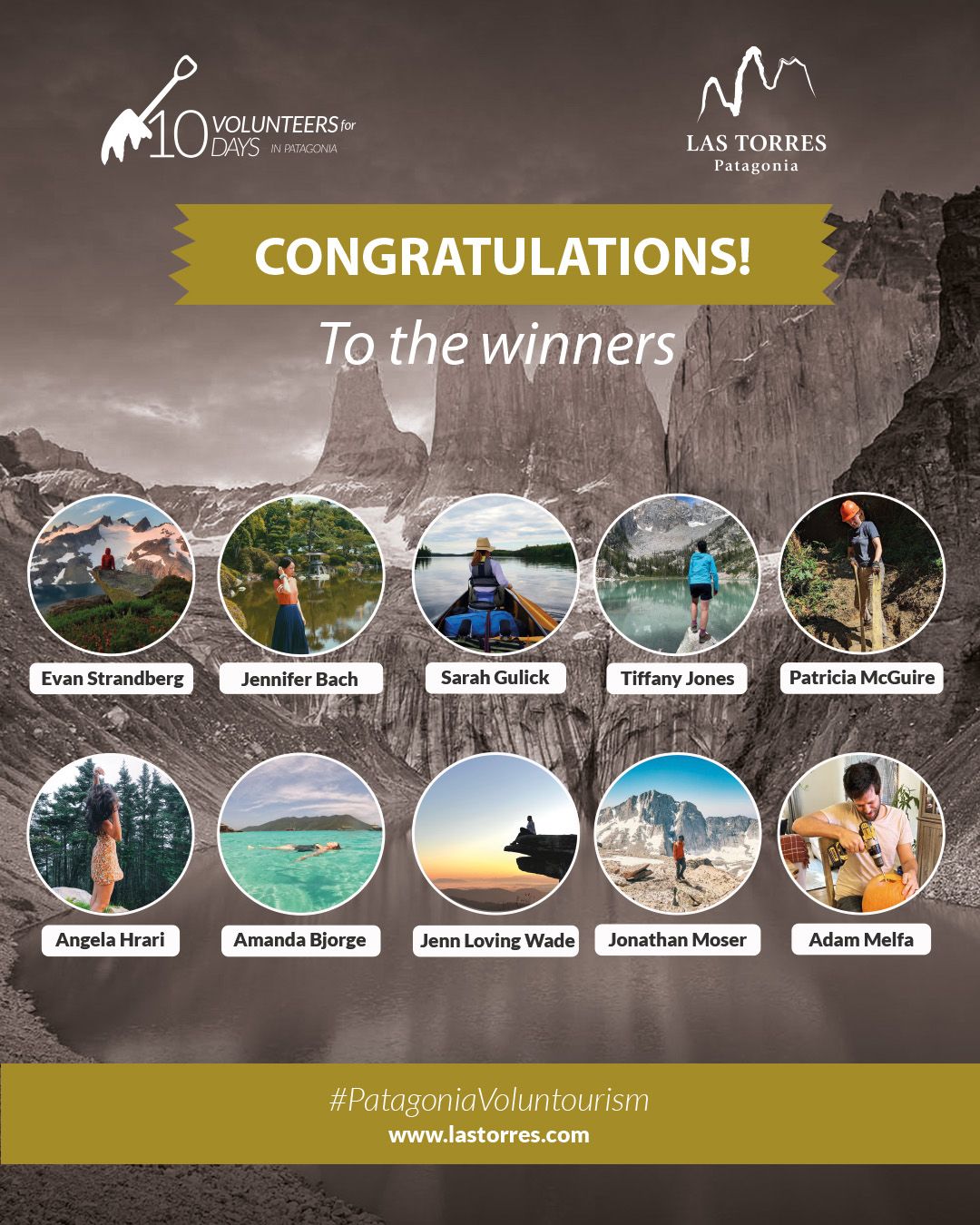 Las Torres Patagonia announces the winners of the 10 Volunteers for 10 Days campaign